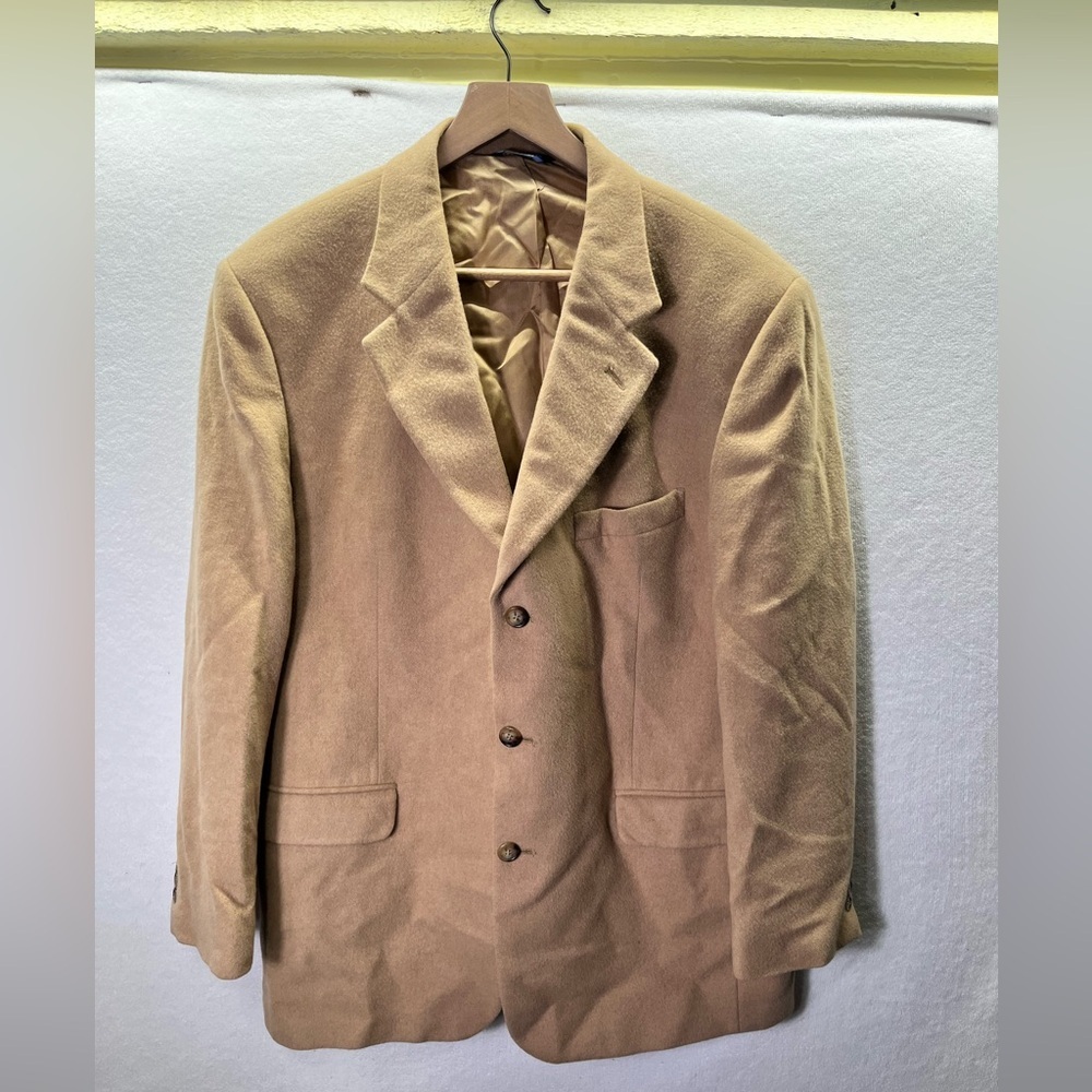 Brooks 346 100% Camel Hair Blazer Sports‎ Coat Mens 43R Tan Casual Business